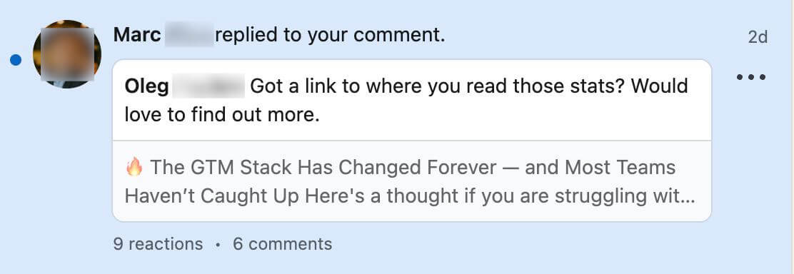 LiSeller AI-drafted LinkedIn comment example